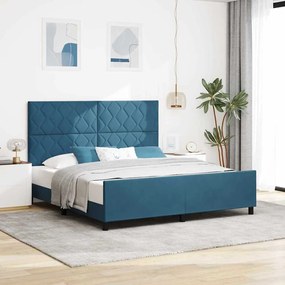 vidaXL Cama Box com cabeceira Azul Escuro 180 x 200 cm Veludo
