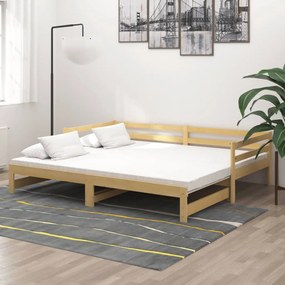 vidaXL Sofá-cama de puxar 2x(90x200) cm pinho maciço