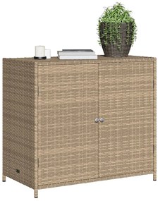 Armário de arrumação p/ jardim 83x45x76 cm vime PE bege