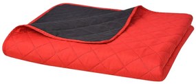 vidaXL Colcha dupla face acolchoada 230x260 cm vermelho e preto