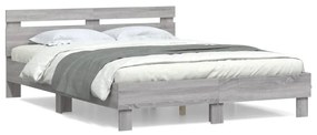 3207425 vidaXL Estrutura de cama c/ cabeceira derivados madeira cinza sonoma