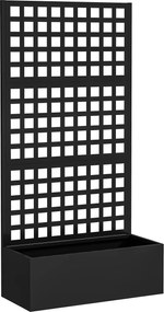 Outsunny Jardineira com treliça, tela de privacidade, canteiro elevado de jardim em aço galvanizado, para plantas trepadeiras, 89x40x178cm, preto | Aosom Portugal