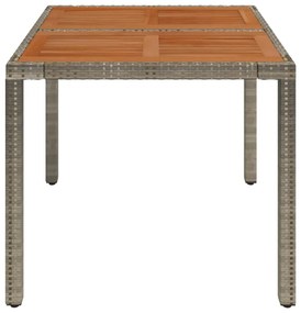 Mesa de jardim com tampo de madeira 90x90x75 cm vime PE cinza