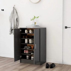 vidaXL Armário para sapatos 60x35x92 cm contraplacado cinzento