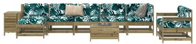 10 pcs conjunto sofás de jardim madeira de pinho impregnada