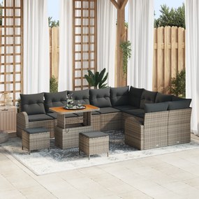 Conjunto de Sofá de Jardim com Almofadas vidaXL 12 Peças Cinzento em V