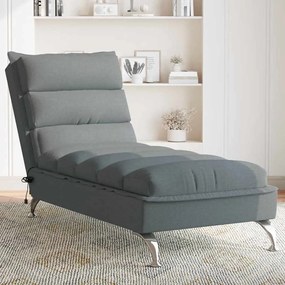 vidaXL Chaise lounge de massagem com almofadões tecido cinzento-escuro