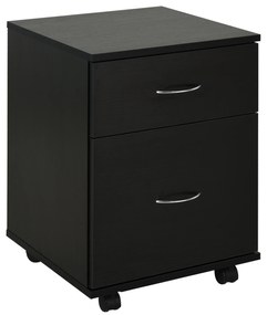 HOMCOM Bloco de Gavetas de Madeira Móvel para Arquivos de Escritório com 2 Gavetas para Escritório Secretaria 41x39x58cm Preto