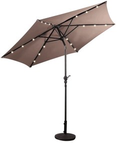 Guarda-sol com Luzes LED 3M de jardim dobrável, pátio e varanda Castanho