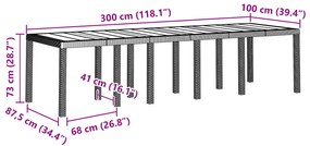 Conjunto de Jantar de Jardim vidaXL com 13 Peças e Almofadas em Rattan