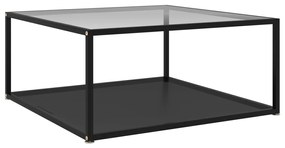 vidaXL Mesa de centro 80x80x35 cm vidro temperado transparente e preto