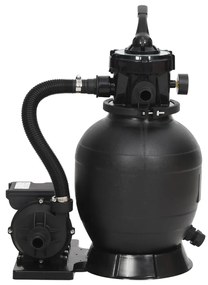 Filtro de areia p/ piscina com válvula de 6 vias preto