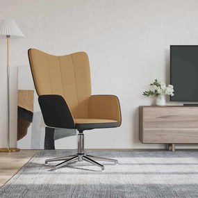 vidaXL Cadeira de descanso PVC e veludo castanho