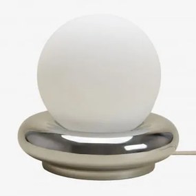 Lâmpada De Mesa Em Cerâmica Com Bola De Cristal Kryx Cinza Cromado - Sklum