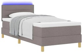 Cama Box com Colchão e LED Taupe 80x200 cm Tecido