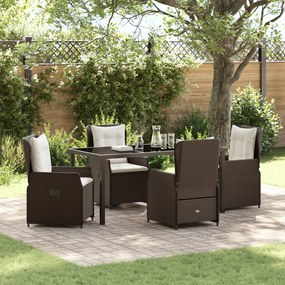 Conjunto de Jantar de 5 Peças vidaXL Castanho Poliéster Rattan