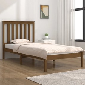 vidaXL Estrutura de cama solteiro 90x190 cm pinho maciço castanho mel
