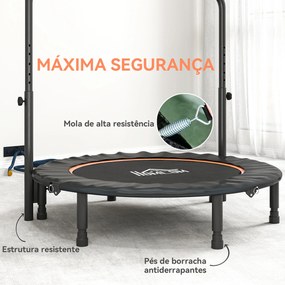 Trampolim Fitness Ø114 Trampolim Dobrável com Pega Ajustável em 4 Níveis Estrutura de Aço Preto e Laranja