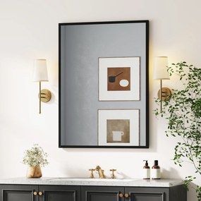 Espelho de Parede Retangular, 76 x 2 x 101 cm, Moldura em MDF, Preto