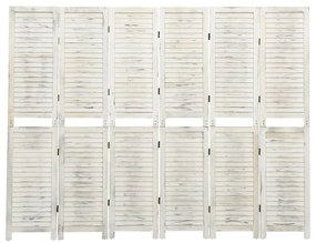 vidaXL Biombo com 6 painéis 215x166 cm madeira branco antigo