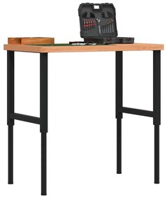 vidaXL Bancada retangular 100x60x(73-99,5) cm madeira de faia maciça