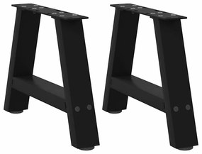 vidaXL Pés para mesa de centro em formato A, 2 peças, preto, 40x(30-31) cm, aço