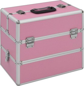 vidaXL Caixa de maquilhagem 37x24x35 cm alumínio rosa