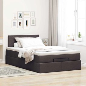 Cama otomana com colchão 120x200 cm tecido castanho escuro