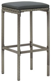 5 pcs conjunto de bar p/ jardim acácia maciça/vime PE cinzento