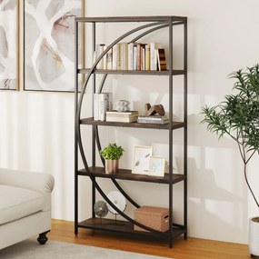 Estante de 5 níveis 86 x 30 x 175 cm com prateleiras de armazenamento abertas Castanha