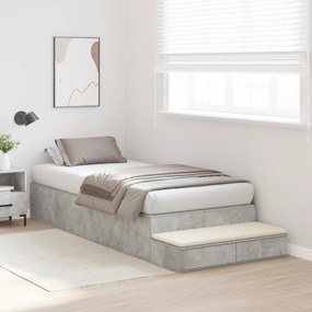 Cama de Armazenamento Cinza Concreto 90x200 cm