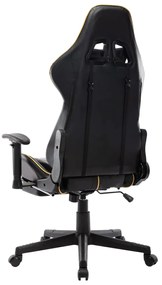 Cadeira gaming c/ apoio de pés couro artificial preto/dourado