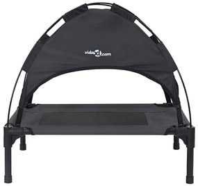 Cama Elevada para Cão Preto Tecido de Poliéster, Estrutura de Metal