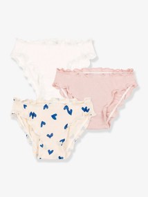 Lote de 3 cuecas corações, em algodão, para criança, da Petit Bateau multicolor