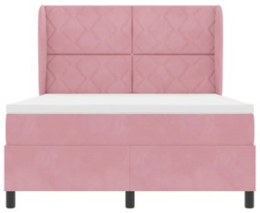 Cama Box com Colchão Rosa 140x190 cm em Veludo