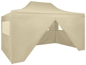 42513 vidaXL Tenda pop-up dobrável com 4 paredes laterais 3x4,5 m branco nata