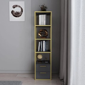 Estante Robbins – Dourado e Antracite – 39x39x160 cm