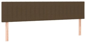 Cama box spring c/ colchão/LED 160x200cm tecido castanho-escuro