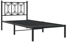 Estrutura de cama com cabeceira 90x200 cm metal preto
