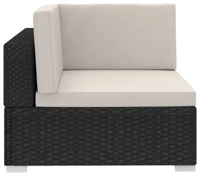 Conjunto sofás de jardim c/ almofadões 4 pcs vime PE preto