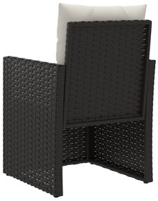3 pcs conjunto lounge de exterior c/ almofadões vime PE preto