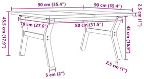 Mesa de centro estrutura em Y 90x90x45,5 cm pinho/aço