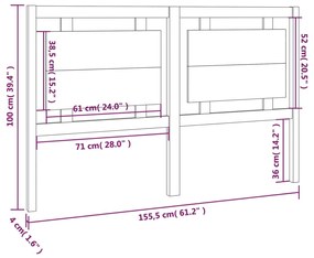 Cabeceira de cama 155,5x4x100 cm pinho maciço cinzento