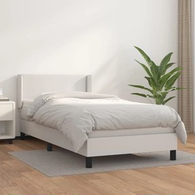 Cama com molas/colchão 100x200 cm couro artificial branco