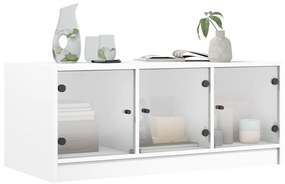 Mesa de centro c/ portas de vidro 102x50x42 cm branco