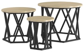 Mesas Laterais Empilháveis vidaXL 3 pcs Carvalho Sonoma Madeira Revest