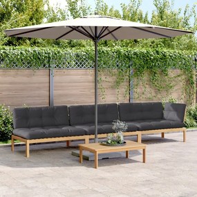 vidaXL 4 pcs móveis de paletes p/ jardim c/ almofadões acácia maciça