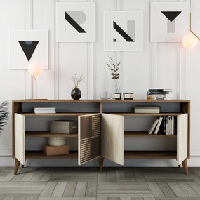 Console Milan – Walnut/Travertine – 180 cm x 78 cm x 35 cm