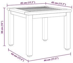 Mesa Lateral de Jardim 45x45x38 cm em Madeira de Acácia Sólida.
