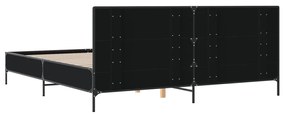 Estrutura de cama 200x200 cm derivados de madeira/metal preto